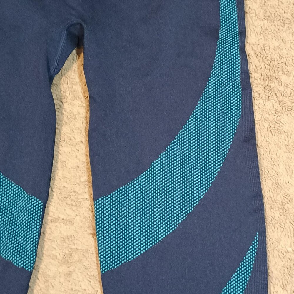 PINK Active Leggings Womens XL Navy Teal Pop Dot Seamless High Waist Gym Athleis - Picture 6 of 8